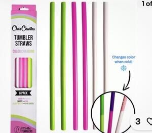 Char Charms 6-Pack | Reusable Straws 12in Fits 30oz Tumblers- color Changing !